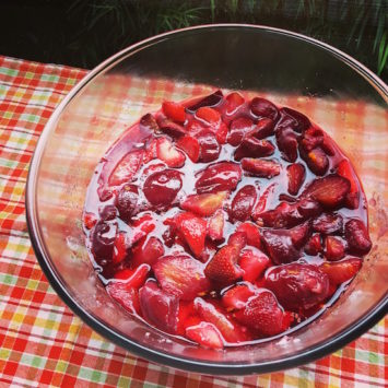 Plums and Strawberries Macerating for Jam | Hitchhiking to Heaven